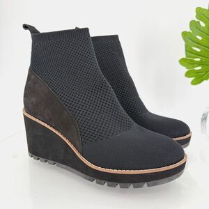 Eileen Fisher Quill Bootie Wedge Knit Slip On Stretchy Platform Size 10 Ankle